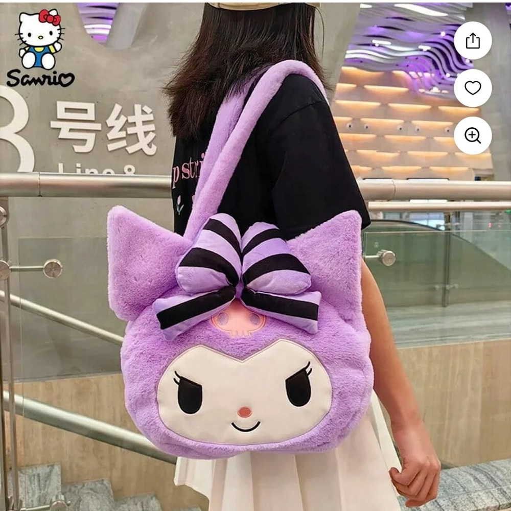 Kawaii Sanrio Kuromi Plush Bag Women Tote Bag Shoulder Bag Cute. - Picture 2 of 5
